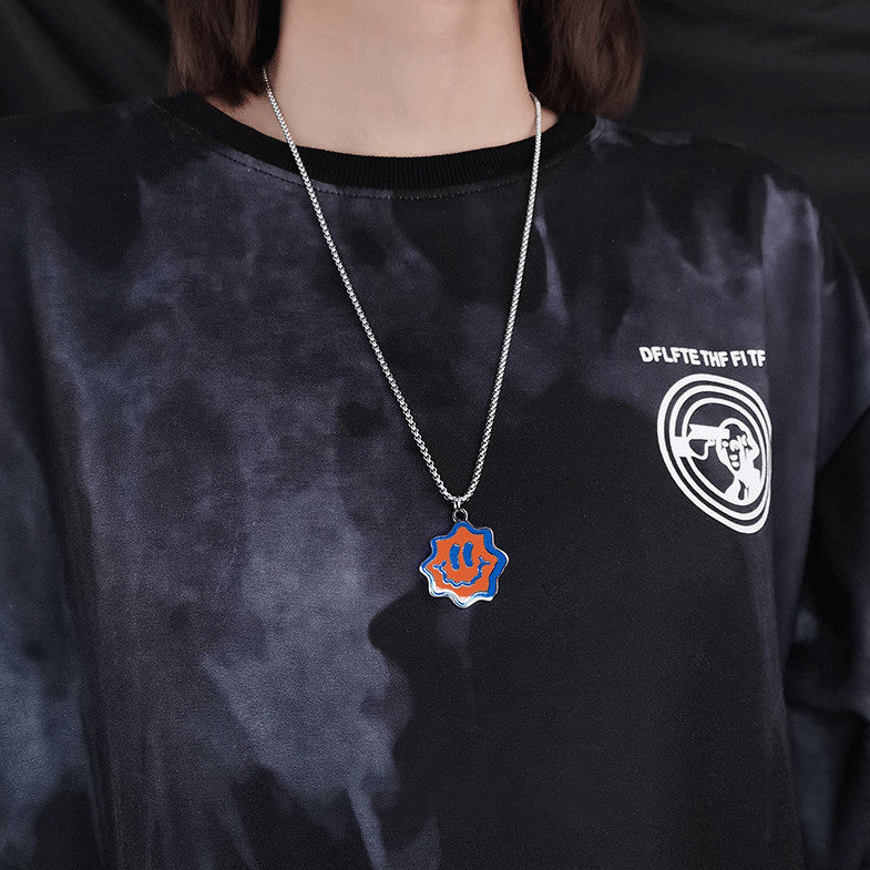 Wave Face“-Halskette – Trendiger Hip-Hop-Anhänger, stylischer Streetstyle-Schmuck mit Fun-Faktor
