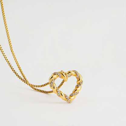 18K vergoldete Edelstahlkette mit Zirkonia und "Love Twist"-Design