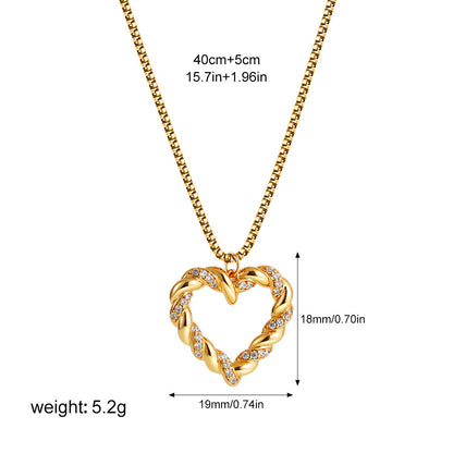 18K vergoldete Edelstahlkette mit Zirkonia und "Love Twist"-Design