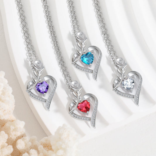 Herz-Rosen-Halskette mit Strass – Symbol der ewigen Liebe