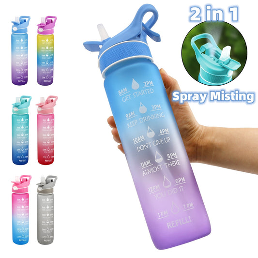 Wasserflasche mit Sprungdeckel & Strohhalm – Perfekt für Sport & Outdoor!