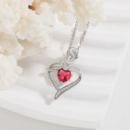 Herz-Rosen-Halskette mit Strass – Symbol der ewigen Liebe
